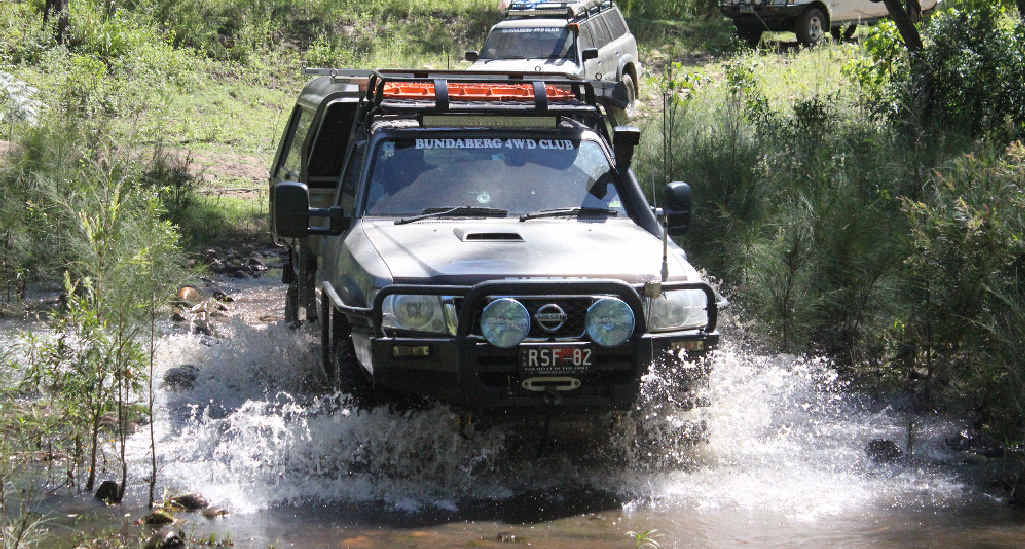 GETTING WET: Rob and Sue Forster at a water crossing. GETTING WET: Rob and Sue Forster at a water crossing.